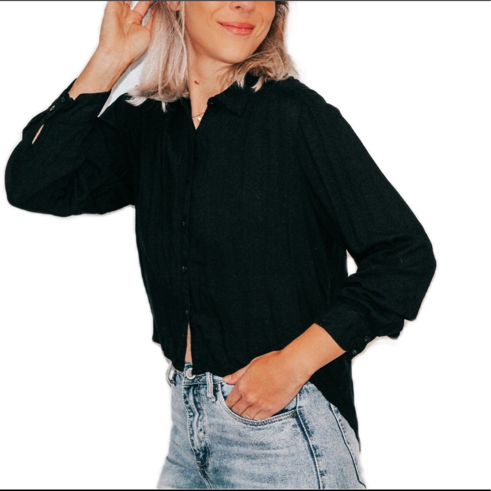 H&M Black Divided High-low Blouse